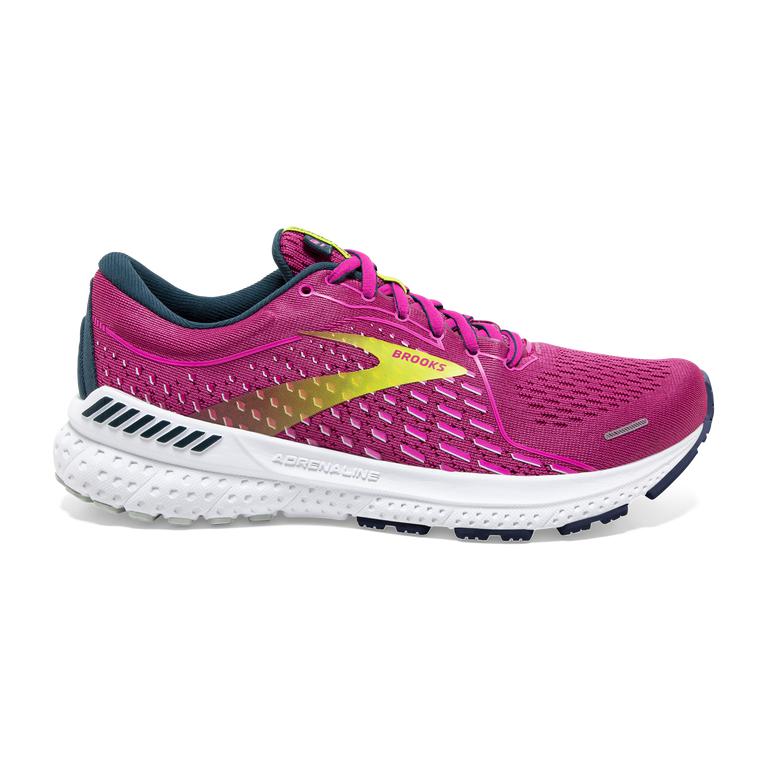 Brooks Adrenaline GTS 21 Walking Shoes - Women's - Raspberry/Pink/Sulphur (65418-XOUA)